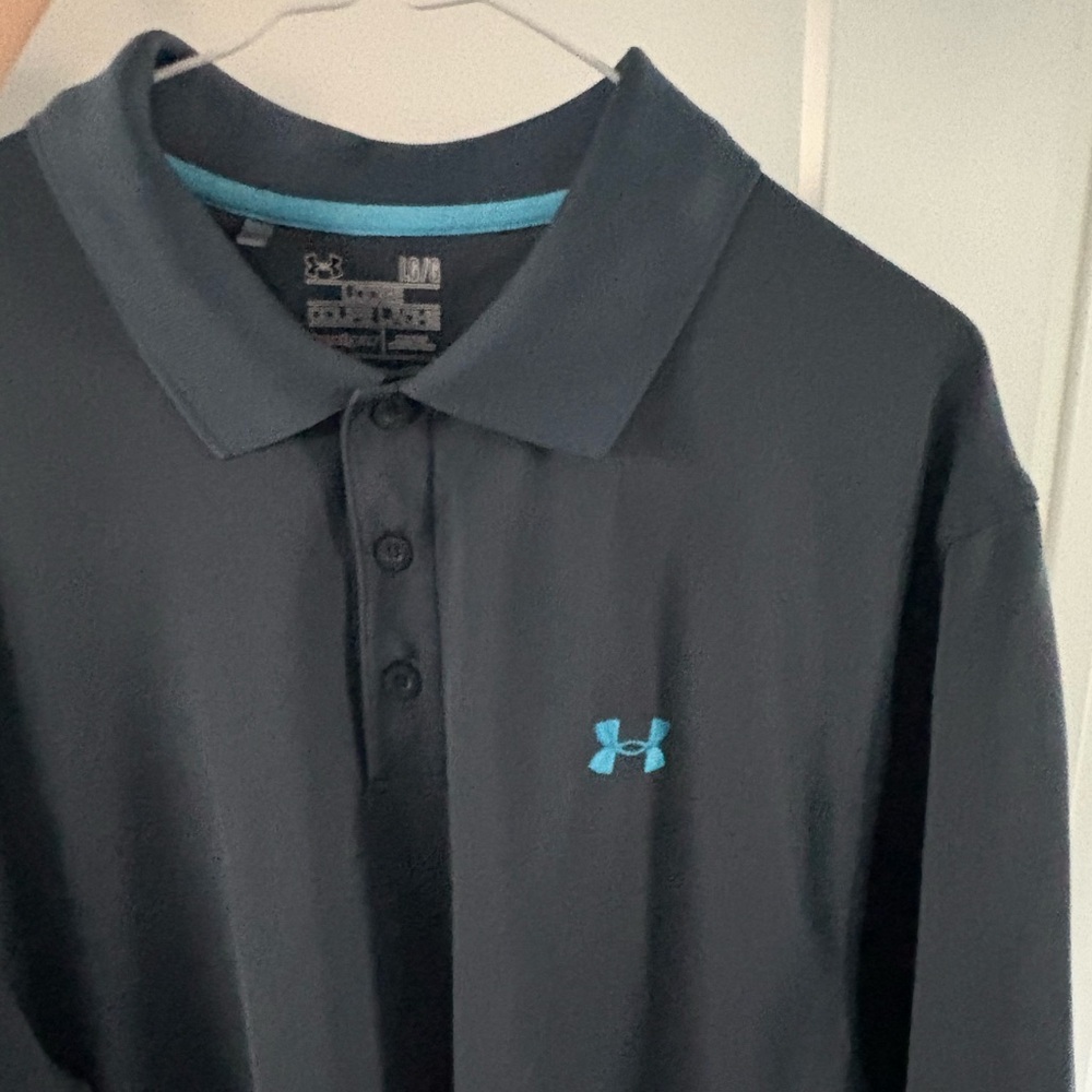 3 for $17! | UNDER ARMOR | Men’s Size L Gray Loose Fit Polo Heatgear